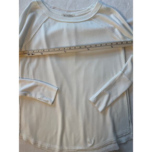 Free People White Thermal We the Free Long Sleeve Top Tee M Ivory Shirt - Picture 7 of 10